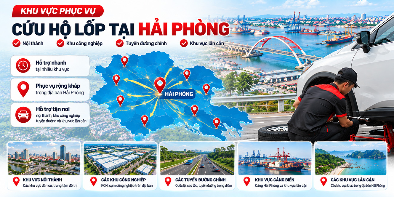 Cứu hộ lốp Hải Phòng tất cả các khu vực 
