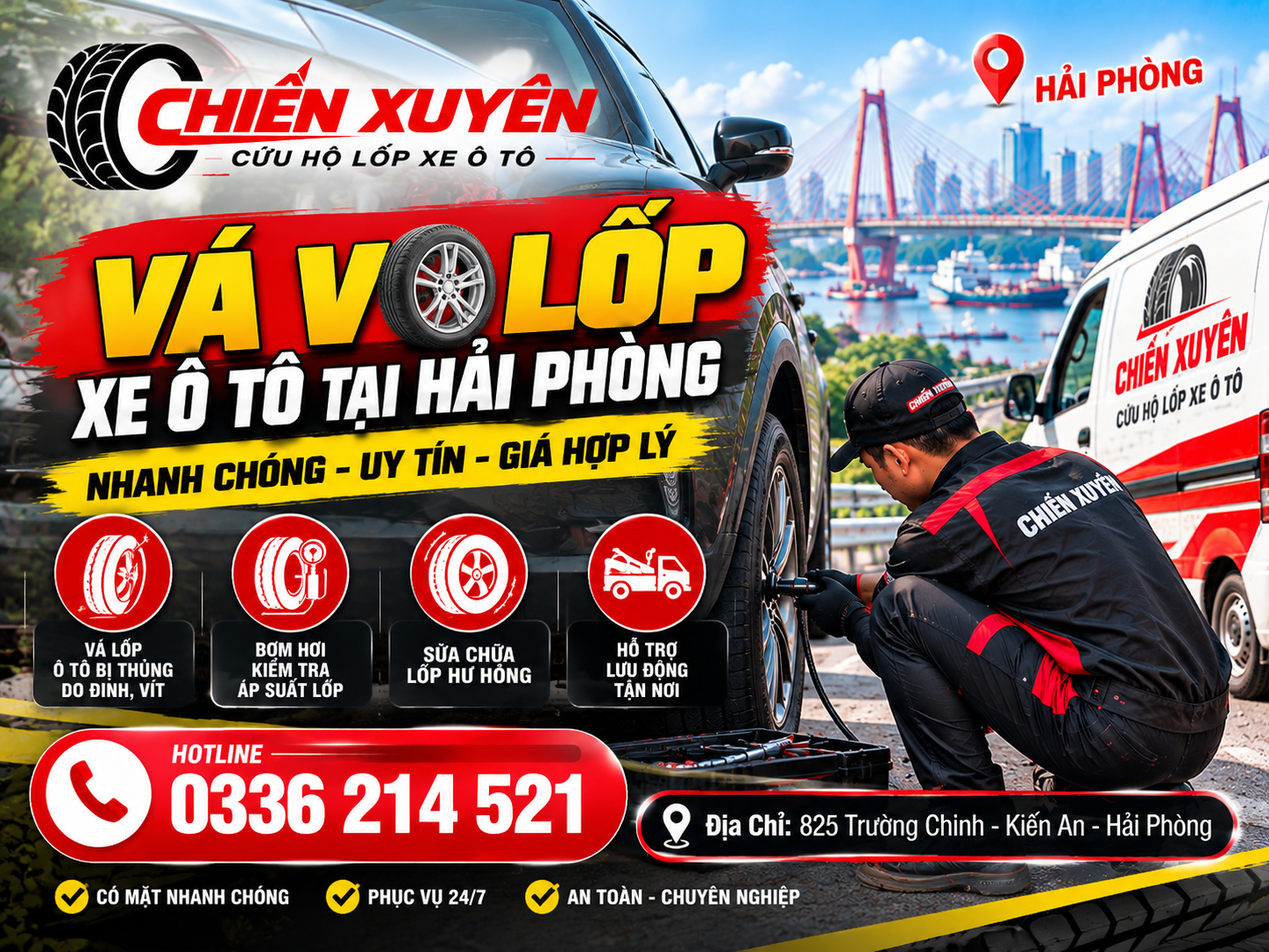 Vá vỏ lốp xe ô tô tại Hải Phòng